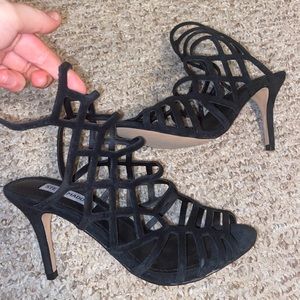 Steve Madden Black Velvet Cut Out Heels